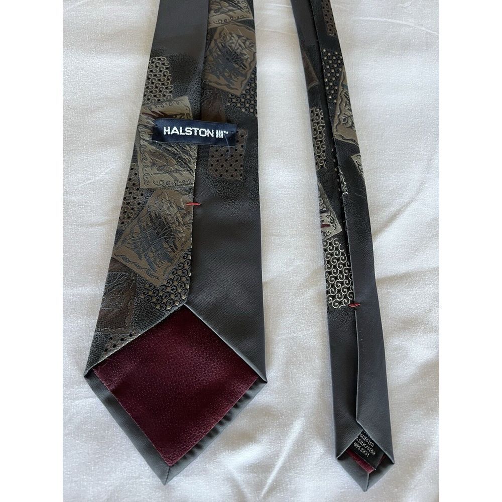 HALSTON Vintage Abstract 100% Italian Silk Tie Necktie Art To Wear CareercoreUSA